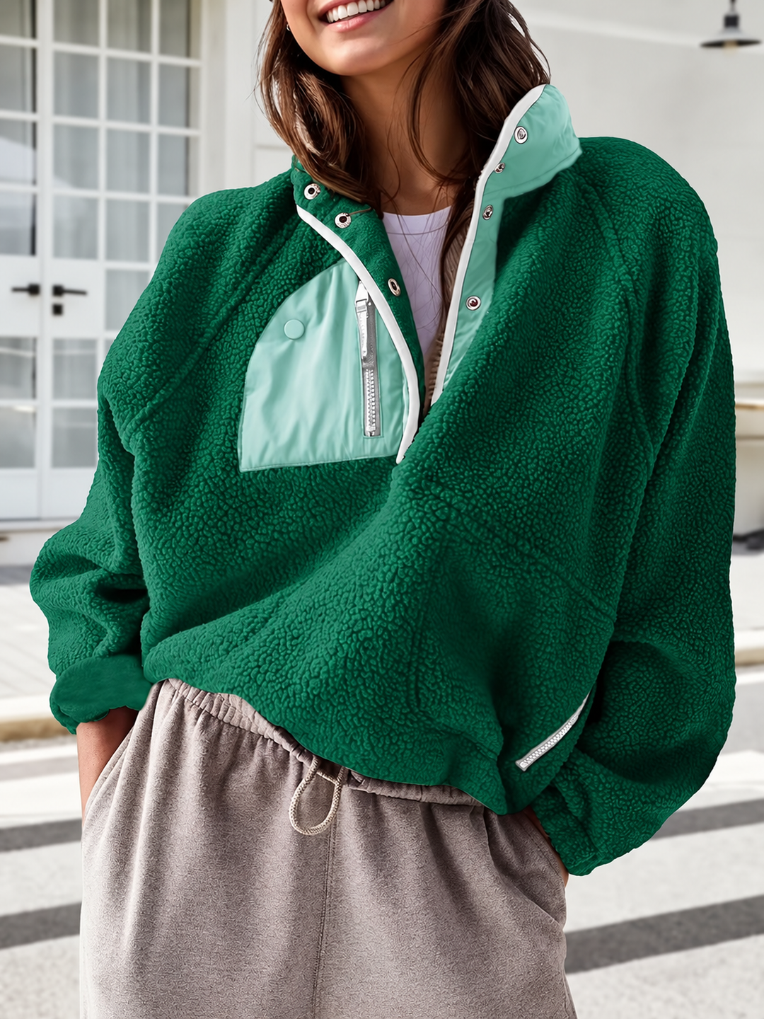 Damen Fleecejacke mit innovativem Reißverschluss und hohem Kragen Drune