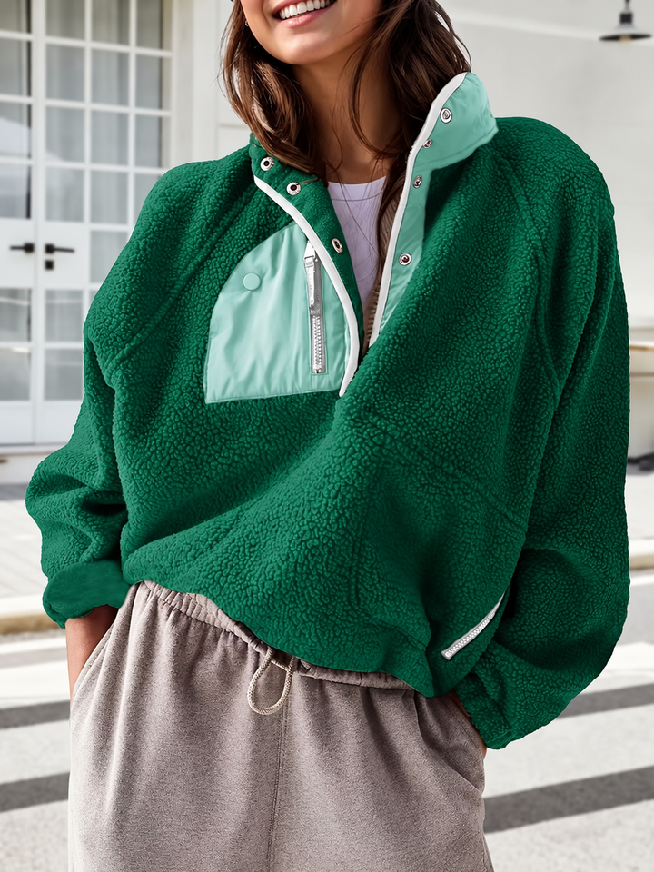 Damen Fleecejacke mit innovativem Reißverschluss und hohem Kragen Drune