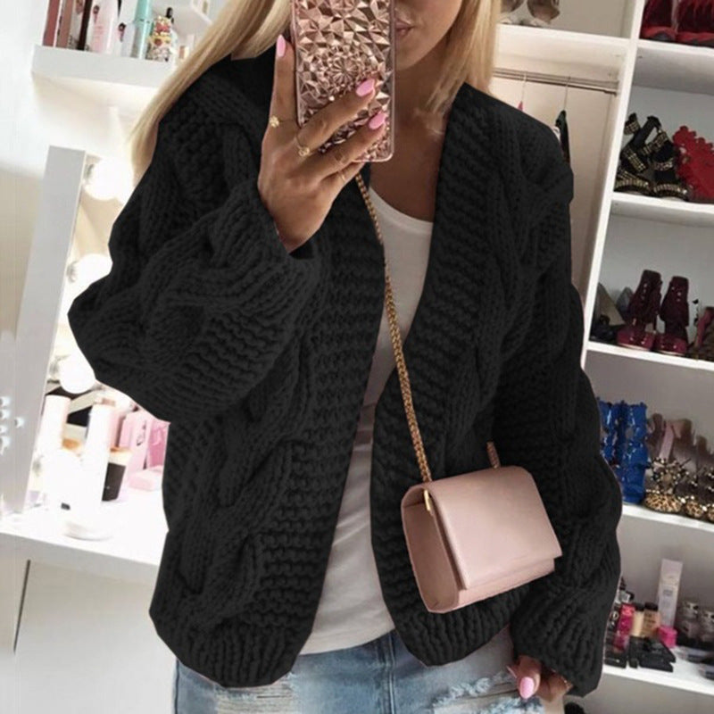 Damen Strickjacke im angesagten Grobstrick-Design mit tiefem V-Ausschnitt Drune
