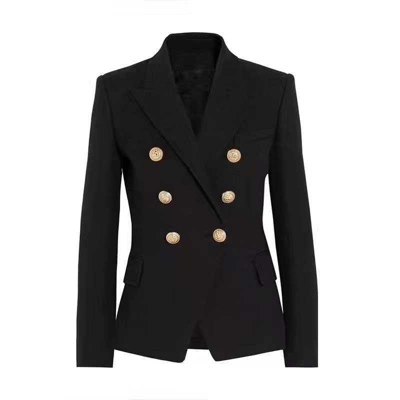 Damen Elegante Doppelreihige Blazerjacke mit goldenen Knöpfen Drune