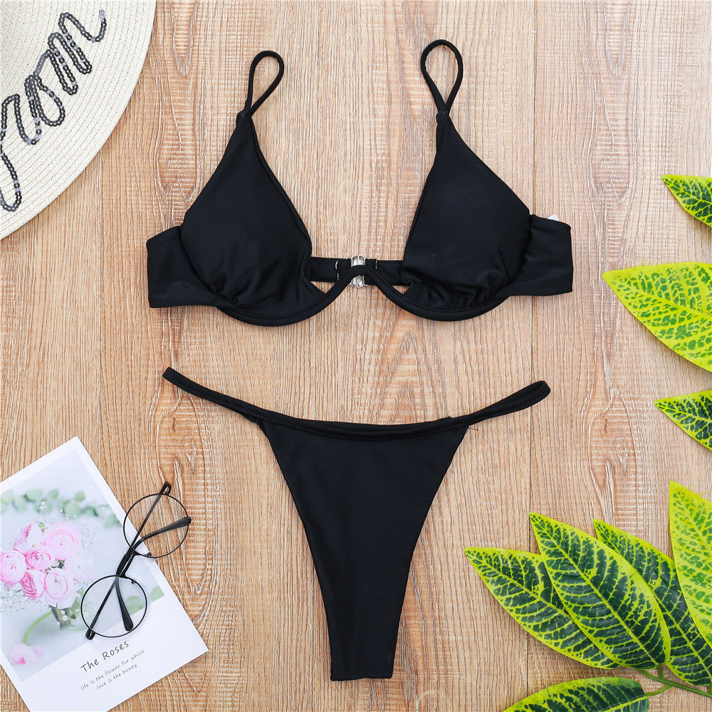 Damen Triangel-Bikini mit schimmerndem Oberteil und verstellbaren Trägern Drune