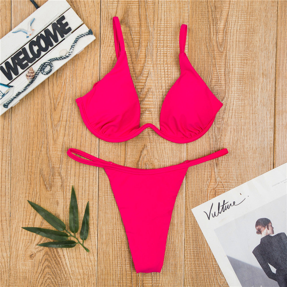 Damen Triangel-Bikini mit schimmerndem Oberteil und verstellbaren Trägern Drune