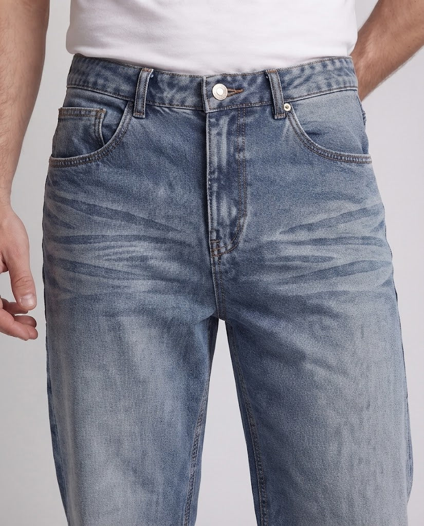 Herren Locker geschnittene Vintage-Jeans mit weitem Bein Drune