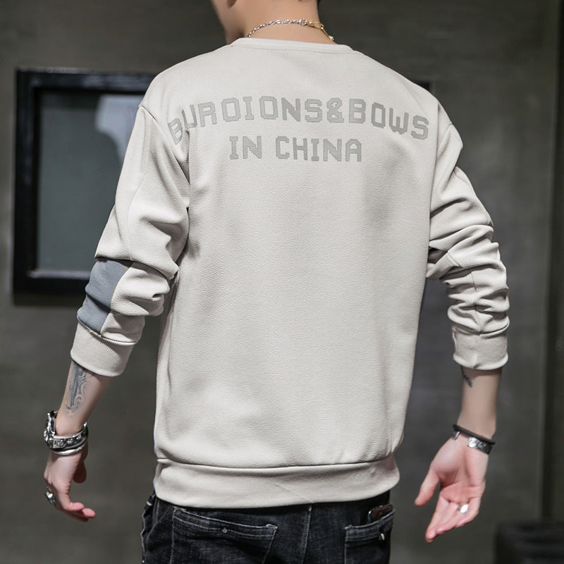 Herren Minimalistisches Rundhals-Sweatshirt aus Baumwollmix mit Relaxed‑Fit und Rippbündchen Drune