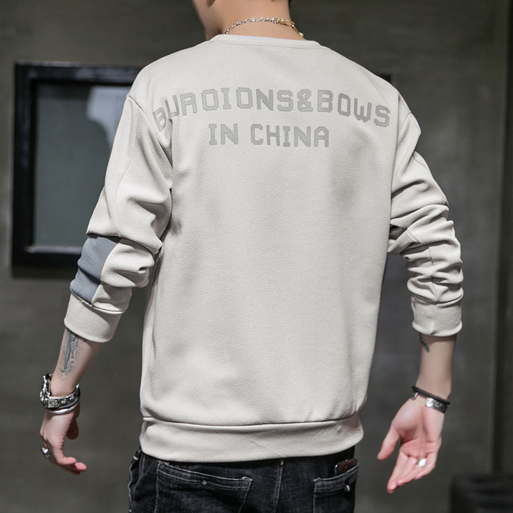 Herren Minimalistisches Rundhals-Sweatshirt aus Baumwollmix mit Relaxed‑Fit und Rippbündchen Drune