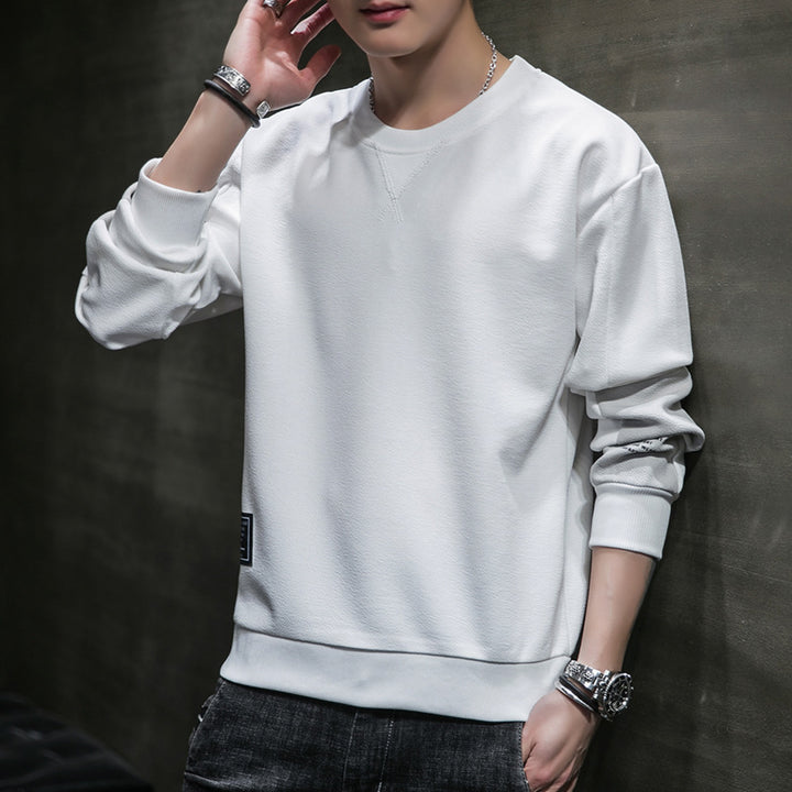 Herren Minimalistisches Rundhals-Sweatshirt aus Baumwollmix mit Relaxed‑Fit und Rippbündchen Drune