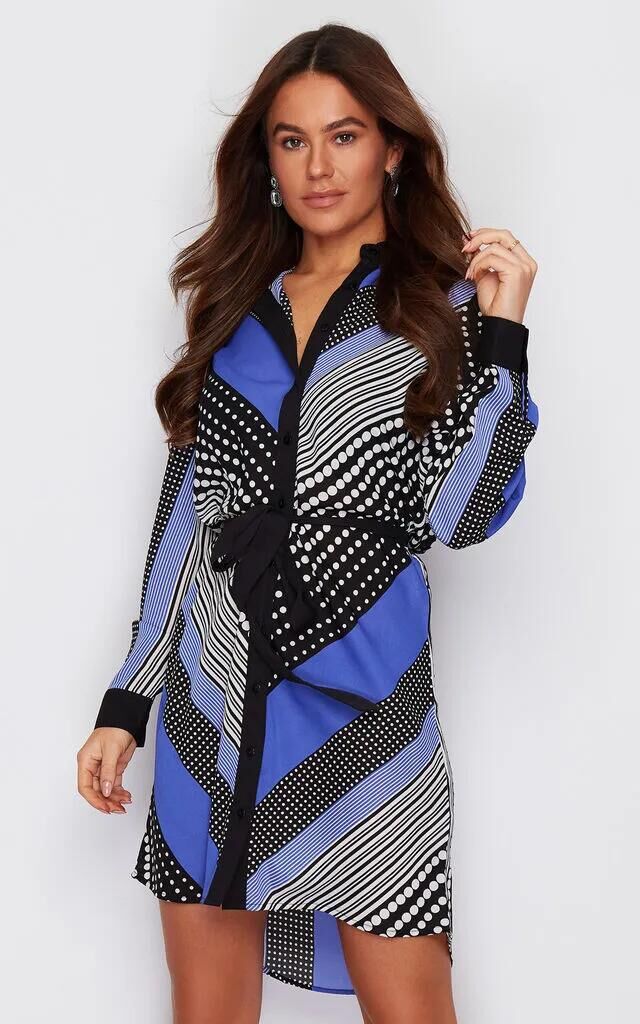 Damen Hemdblusenkleid mit modischem grafischem Design Drune