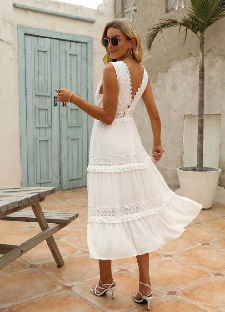 Drune | Boho Lange Hochzeitskleid aus Spitze Midi