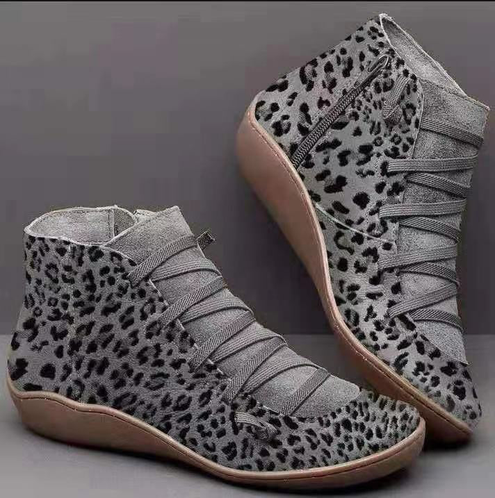 Damen nan knöchelhoher Softleder-Sneakerboot mit seitlichem Reißverschluss elastischer Zierschnürung und ergonomischer Komfortsohle Drune