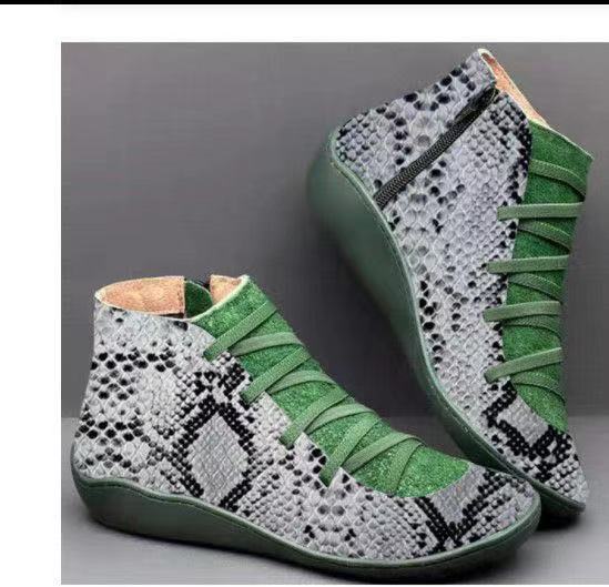 Damen nan knöchelhoher Softleder-Sneakerboot mit seitlichem Reißverschluss elastischer Zierschnürung und ergonomischer Komfortsohle Drune