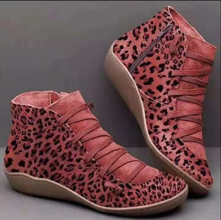 Damen nan knöchelhoher Softleder-Sneakerboot mit seitlichem Reißverschluss elastischer Zierschnürung und ergonomischer Komfortsohle Drune