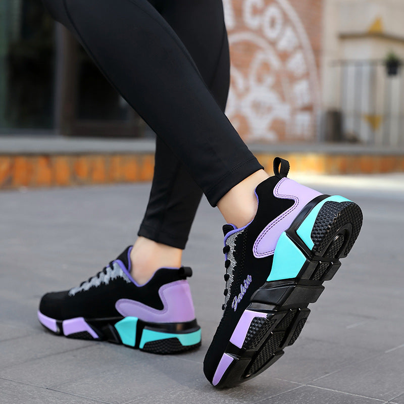 Damen nan sportlicher Plateau-Sneaker mit stoßdämpfender Blocksohle, gepolstertem Komfortfußbett und Mesh-Einsätzen Drune