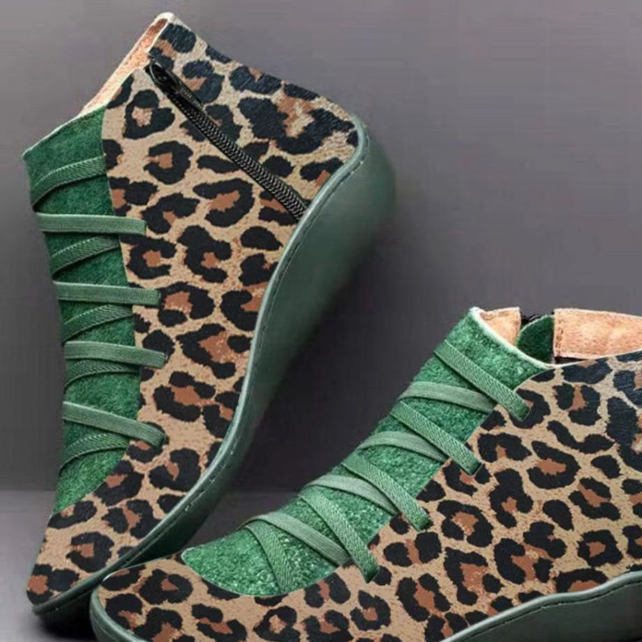 Damen nan knöchelhoher Softleder-Sneakerboot mit seitlichem Reißverschluss elastischer Zierschnürung und ergonomischer Komfortsohle Drune