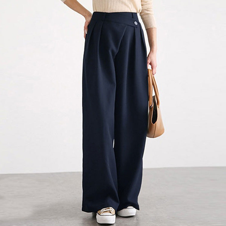 Damen Hochtaillierte weite Hose mit eleganter Faltenteilung Drune