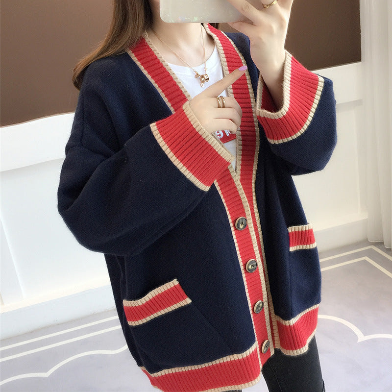 Damen Lässiger Strickcardigan mit attraktiven Kontrastsäumen und praktischen Taschen Drune