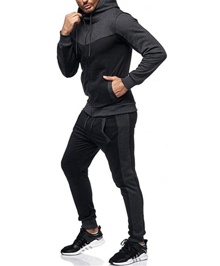 Herren sportlicher Trainingsanzug mit Kapuzenjacke und tapered Jogginghose Drune