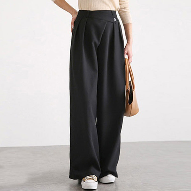 Damen Hochtaillierte weite Hose mit eleganter Faltenteilung Drune