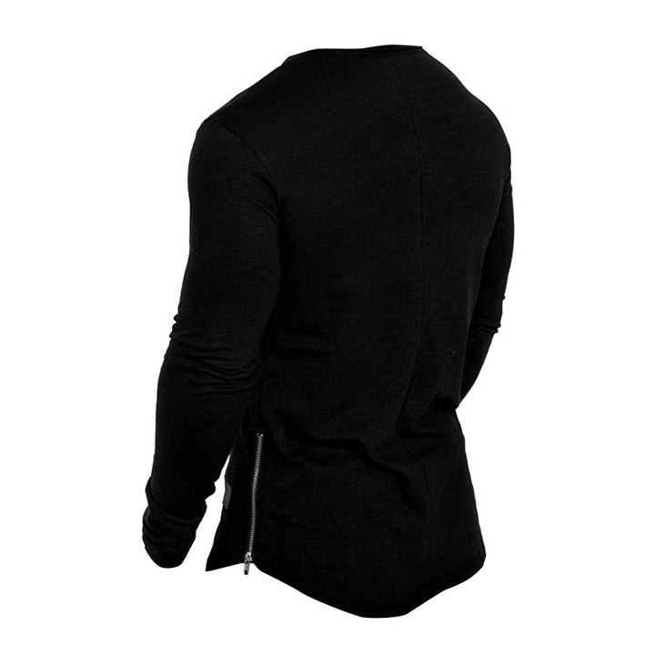 Herren Enganliegendes langärmeliges Feinstrick-Shirt mit Rundhalsausschnitt Drune