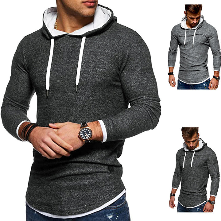 Herren Lang geschnittener Kapuzenpullover mit Lagenoptik und Raglanärmeln Drune
