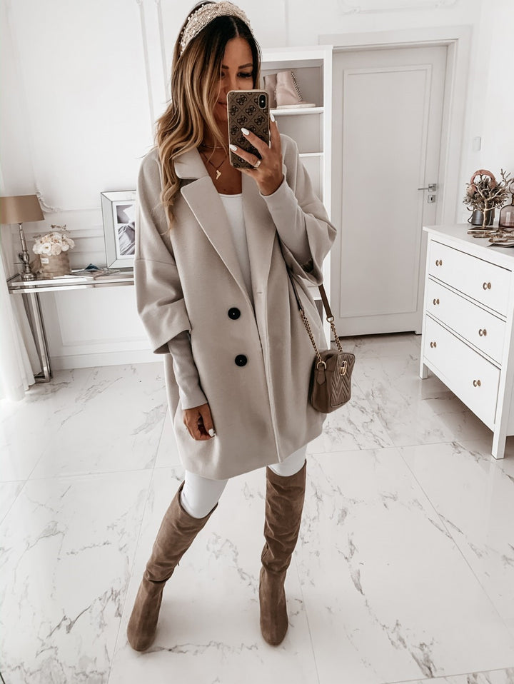 Damen eleganter Oversized-Mantel mitreißendem Schnitt Drune