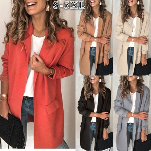 Damen Modischer und eleganter Fleece-Mantel mit praktischen Taschen Drune