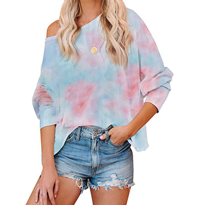 Damen Lockere Batikbluse mit weitem Schnitt und asymmetrischem Saum Drune