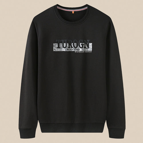 Herren Sweatshirt mit Rundhals, Logoprint und gerippten Bündchen Drune