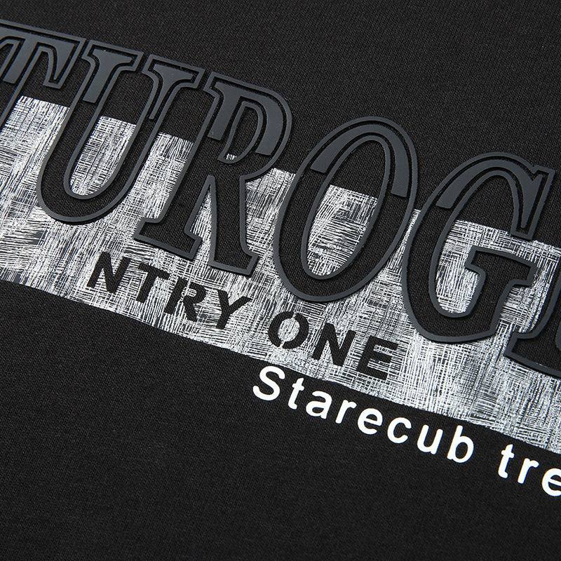 Herren Sweatshirt mit Rundhals, Logoprint und gerippten Bündchen Drune
