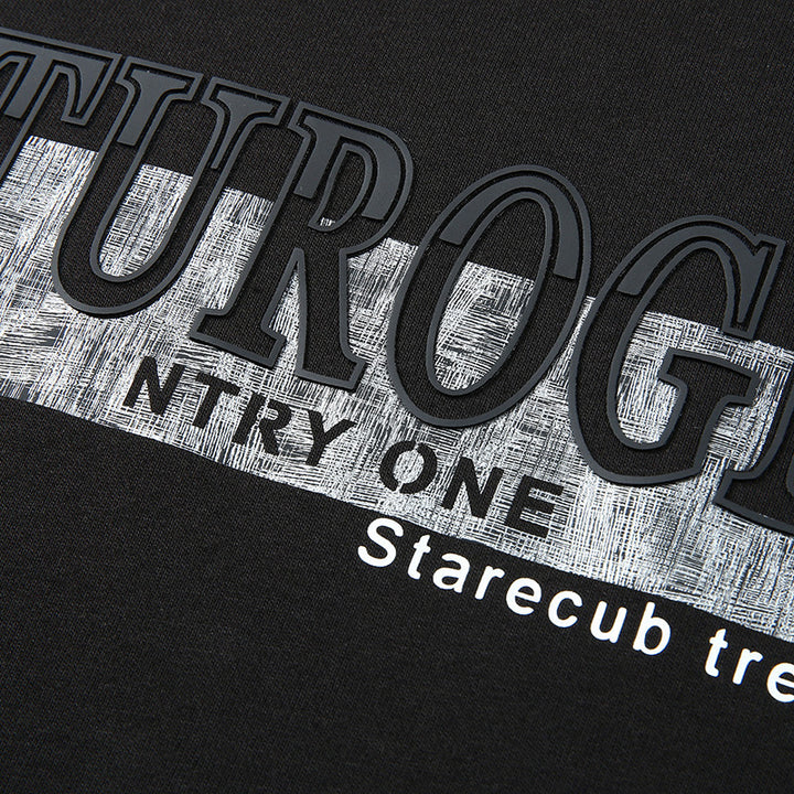 Herren Sweatshirt mit Rundhals, Logoprint und gerippten Bündchen Drune