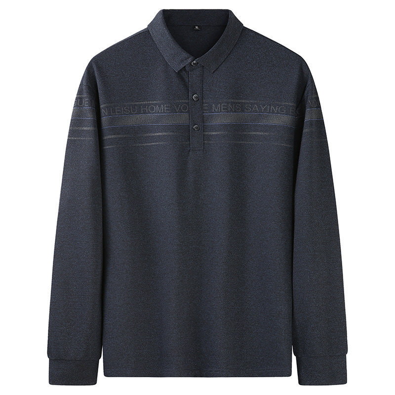 Herren Langarm-Poloshirt aus Feinstrick mit Hemdkragen, Knopfleiste und Jacquardstreifen Drune