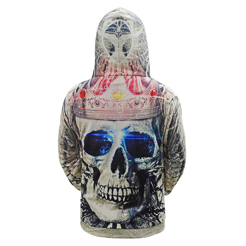 Herren Kapuzenpullover mit allover Totenkopf-Print & Kängurutasche Drune