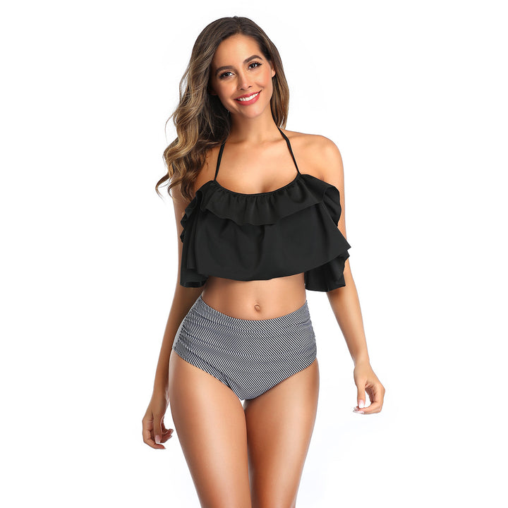 Damen Bikini-Set mit Rüschentop und hochgeschnittenem Höschen Drune