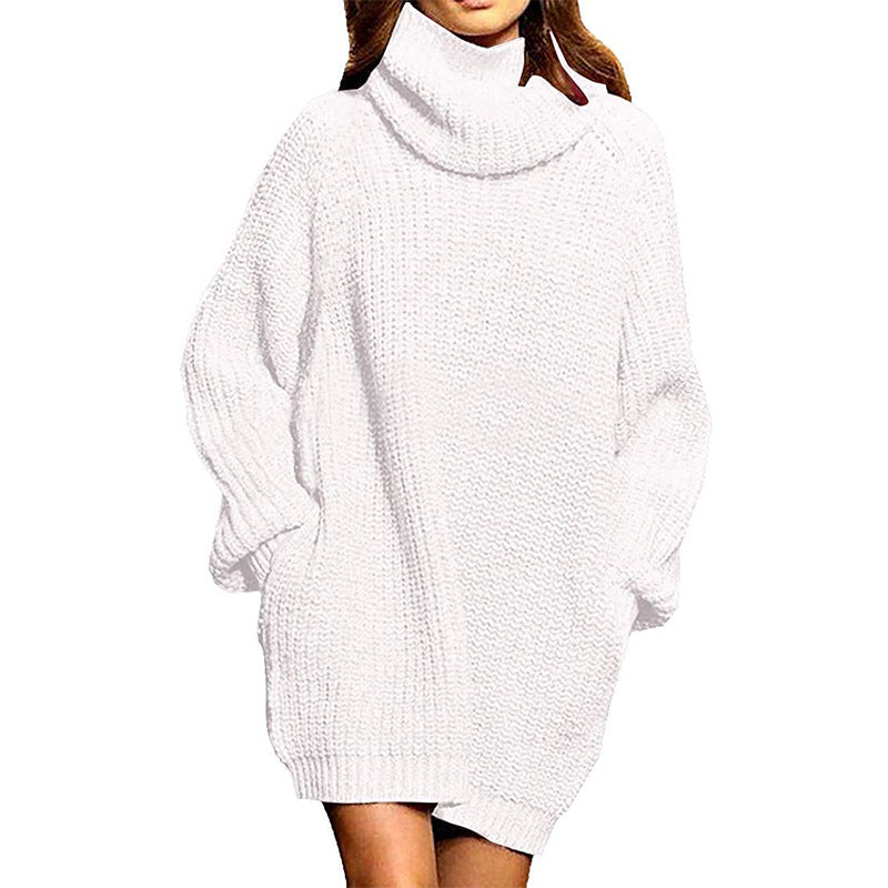Damen Oversized Strickpullover mit hohem Kragen und weitem Schnitt Drune