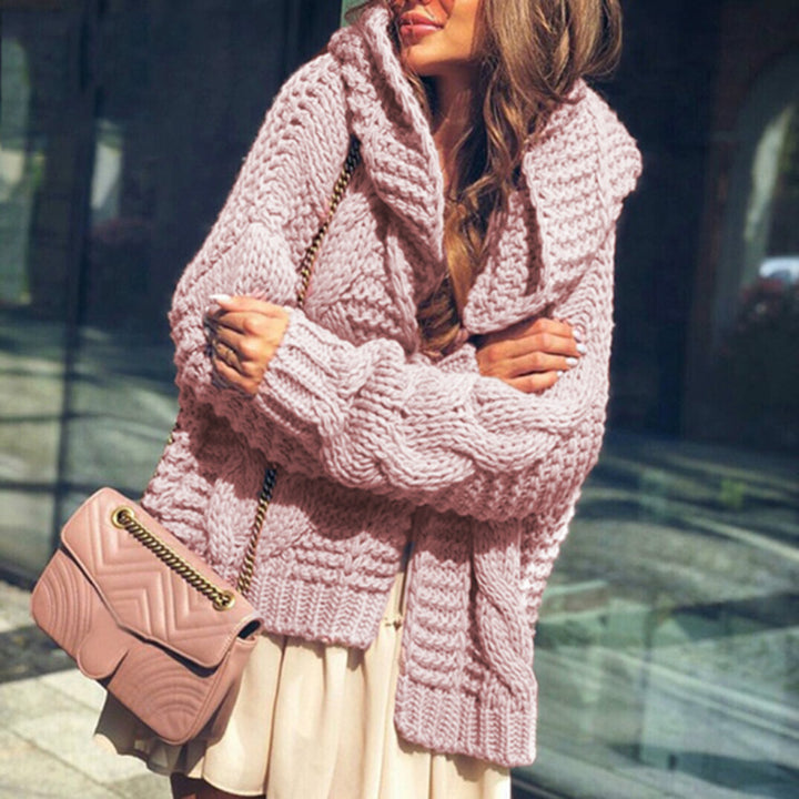 Damen Grobstrick-Cardigan mit voluminösen Ärmeln und lässigem Schnitt Drune