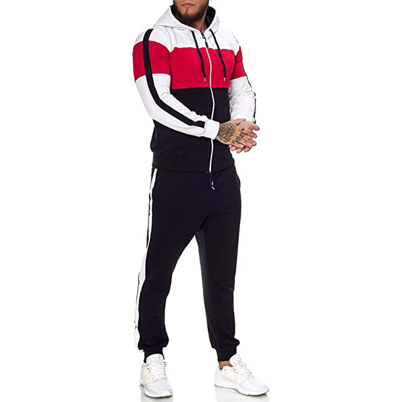 Herren Sportanzug mit Kapuze und modernem Farbblockdesign Drune