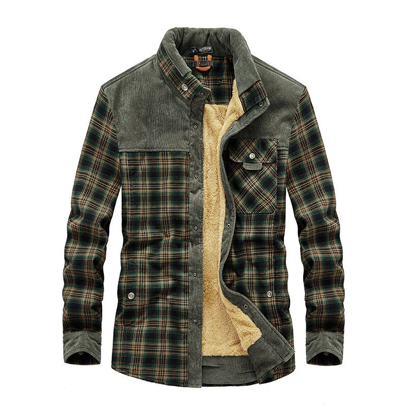 Herren Karierte Flanelljacke mit Teddyfutter Drune