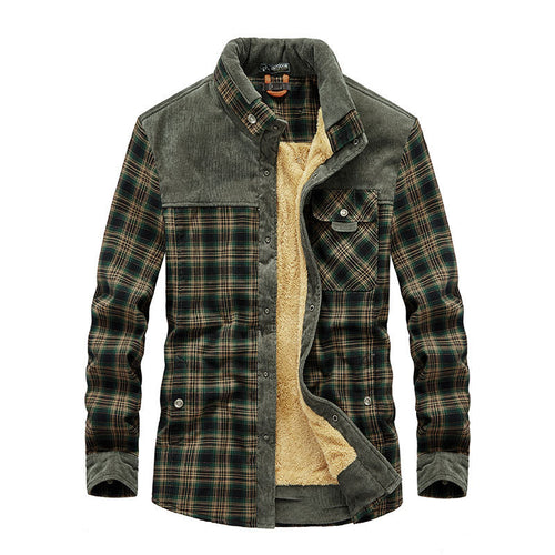 Herren Karierte Flanelljacke mit Teddyfutter Drune