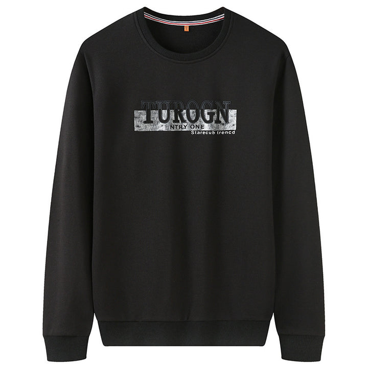 Herren Sweatshirt mit Rundhals, Logoprint und gerippten Bündchen Drune