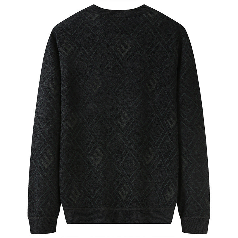 Herren Feinstrickpullover mit Jacquard‑Rautenstruktur und Rundhalsausschnitt Drune