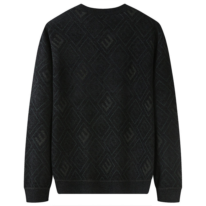 Herren Feinstrickpullover mit Jacquard‑Rautenstruktur und Rundhalsausschnitt Drune