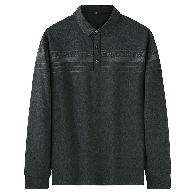 Herren Langarm-Poloshirt aus Feinstrick mit Hemdkragen, Knopfleiste und Jacquardstreifen Drune