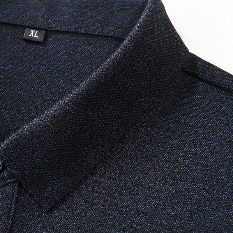 Herren Langarm-Poloshirt aus Feinstrick mit Hemdkragen, Knopfleiste und Jacquardstreifen Drune