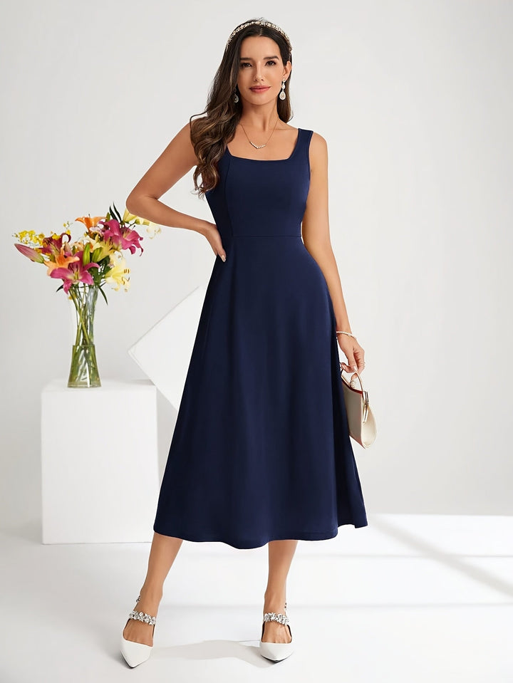 Drune | Elegantes Kleid mit Trägern Dunkelblau Farbe