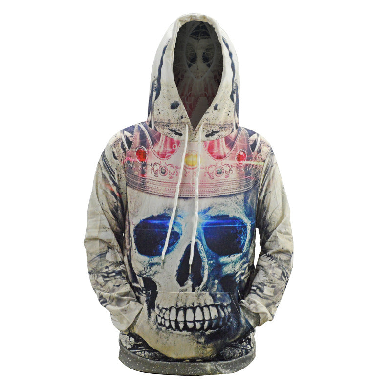 Herren Kapuzenpullover mit allover Totenkopf-Print & Kängurutasche Drune