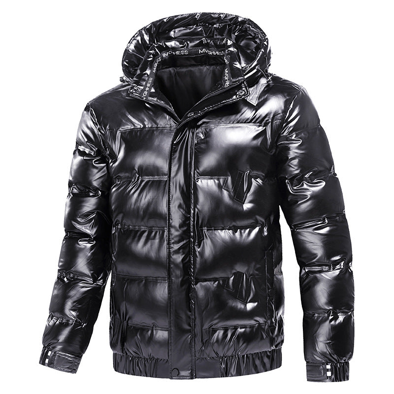 Herren Glänzende gesteppte Winterjacke mit Kapuze und thermischer Wattierung Drune