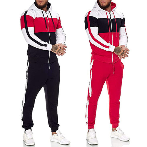 Herren Sportanzug mit Kapuze und modernem Farbblockdesign Drune