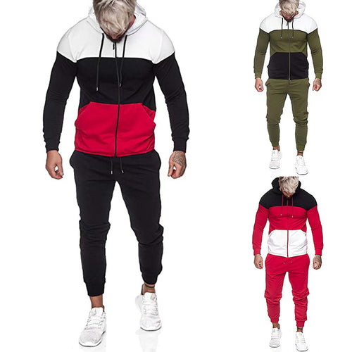 Herren City-Casual Jogginganzug mit Kapuzen‑Zipjacke und tapered Jogginghose aus Baumwollmix Drune