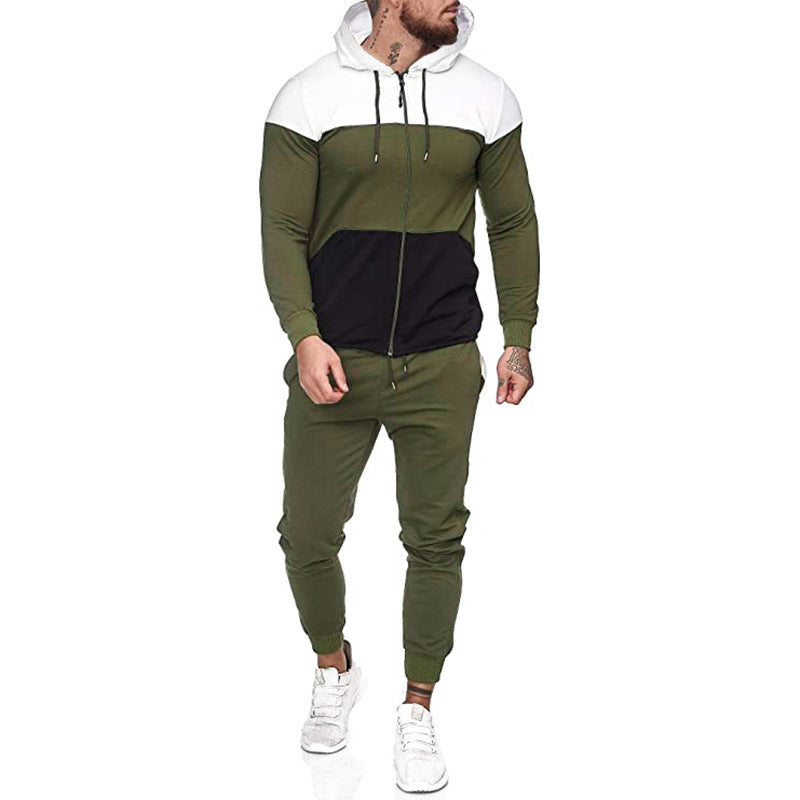 Herren City-Casual Jogginganzug mit Kapuzen‑Zipjacke und tapered Jogginghose aus Baumwollmix Drune