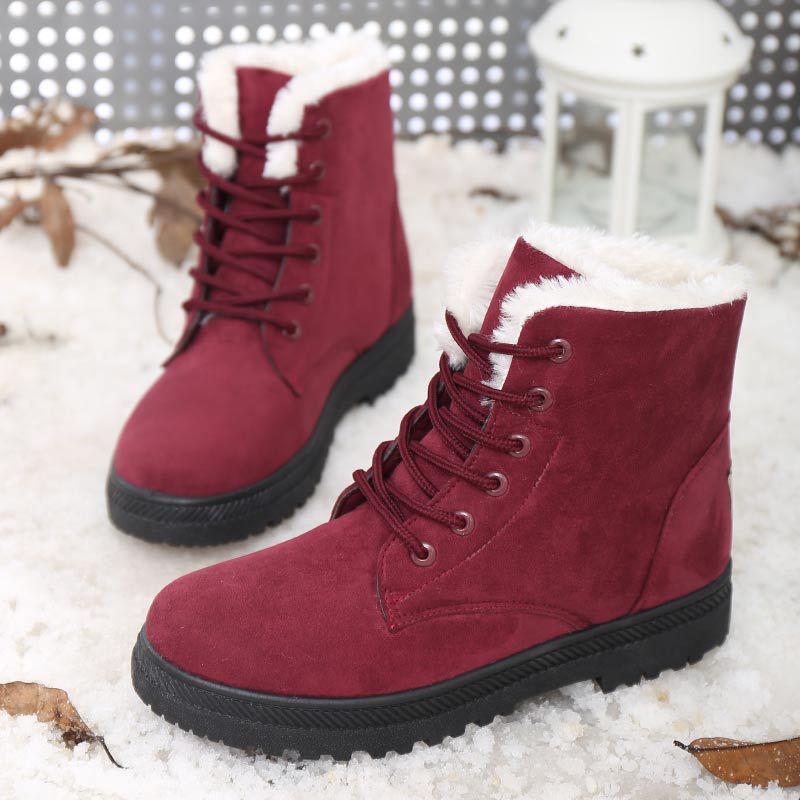 Damen Gefütterte Schnür-Ankleboots mit Teddyfutter und robuster Lug-Sohle Drune