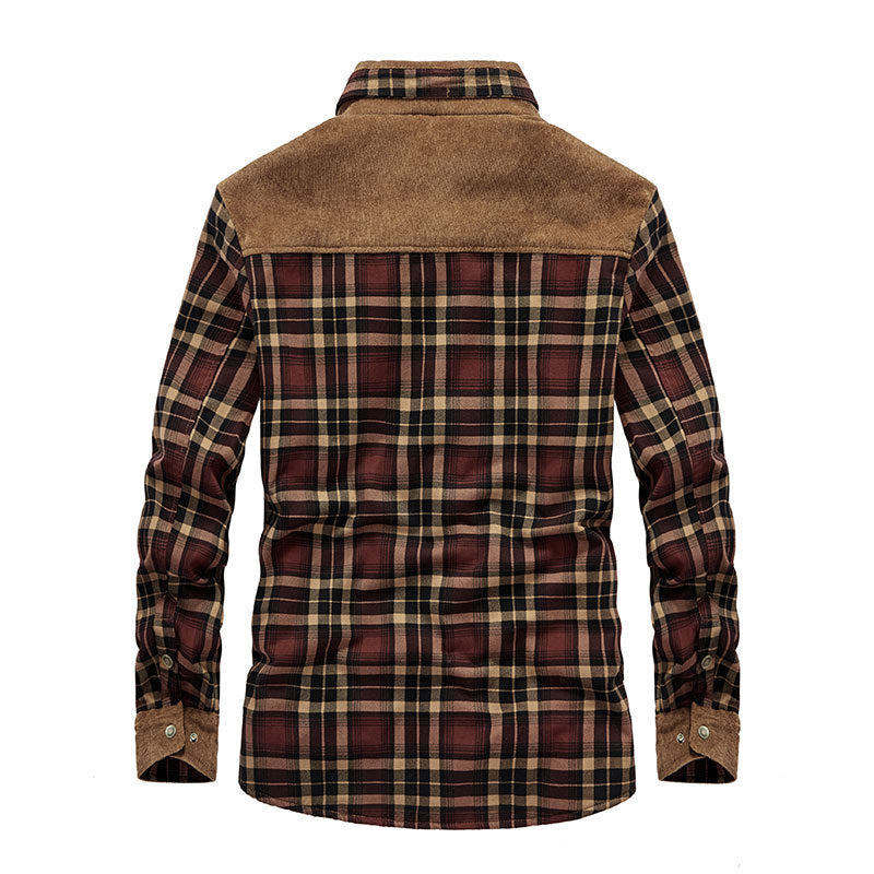 Herren Karierte Flanelljacke mit Teddyfutter Drune